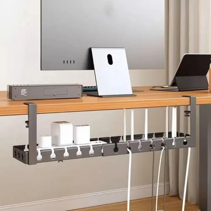 Magnetic Walnut Desk Cable Organizer